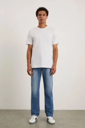 Burton Mens Stone Wash Straight Fit Jeans