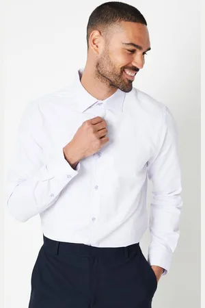 Burton Mens Easy Iron Fine Stripe Slim Fit Long Sleeve Shirt