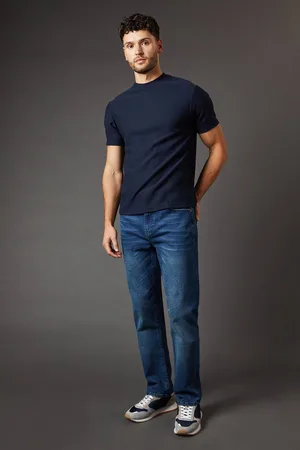 Burton Mens Blue Wash Stretch Straight Fit Jeans