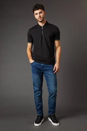 Burton Mens Blue Wash Stretch Slim Fit Jeans