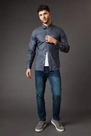 Burton Mens Dark Vintage Wash Stretch Slim Fit Jeans
