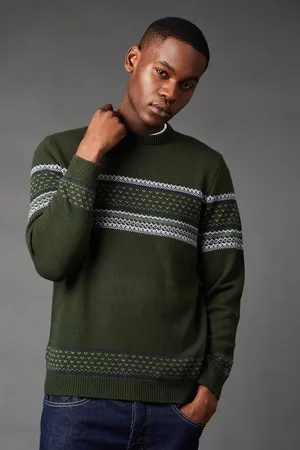 Burton Mens Placement Stripe Pattern Crew Neck Jumper