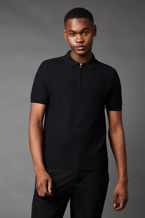 Burton Mens Break Pattern Zip Neck Knitted Polo