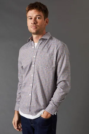Burton Mens Brushed Small Check Long Sleeve Shirt