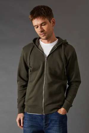 Burton Mens Khaki Textured Zip Through Hoody