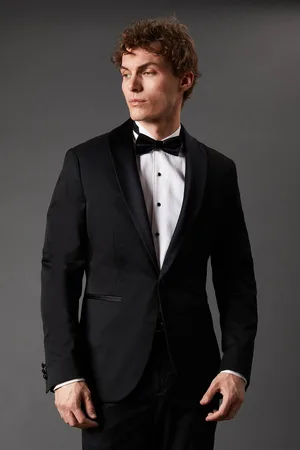 Burton Mens Slim Fit Shawl Collar Tuxedo Jacket