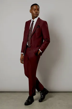 Burton Mens Claret Slim Fit Suit Trousers
