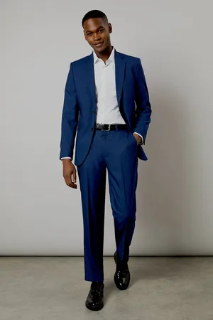 Burton Mens Royal Tailored Fit Sharkskin Suit Trousers