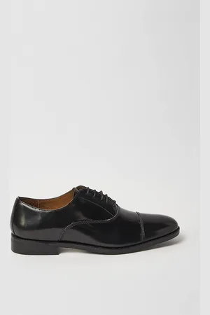Burton Mens High Shine Leather Smart Toe Cap Shoes