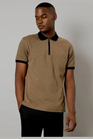 Burton Mens Contrast Collar Zip Neck Polo Shirt