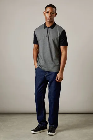 Burton Mens Dogtooth Zip Neck Polo Shirt