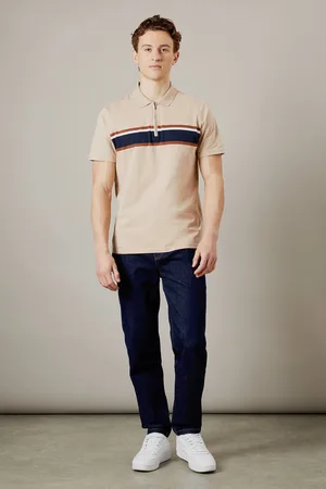Burton Mens Chest Stripe Zip Neck Polo Shirt