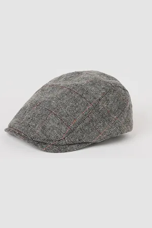 Burton Mens Brushed Tweed Look Flat Cap