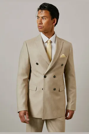 Burton Mens Textured Double Breasted Suit Jacket