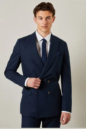 Burton Mens Linen Double Breasted Suit Jacket