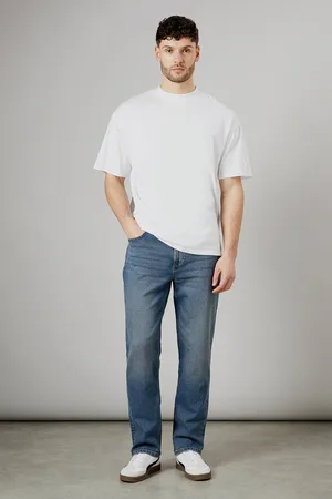 Burton Mens Vintage Wash Stretch Straight Fit Jeans