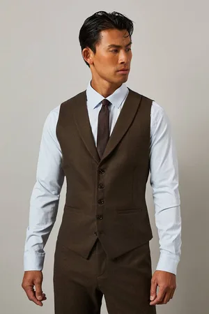 Burton Mens Tweed Look Waistcoat