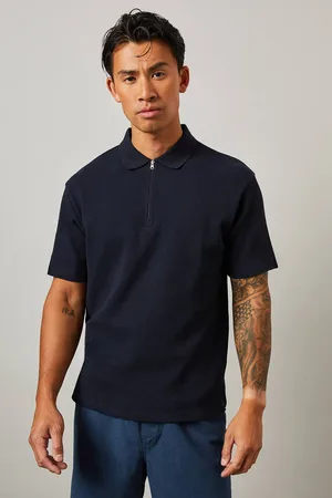 Burton Mens Textured Zip Neck Polo Shirt