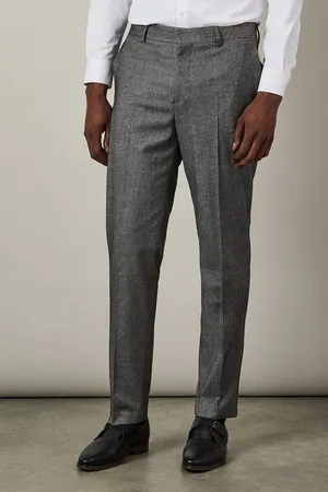 Burton Mens Tweed Look Herringbone Slim Fit Trousers