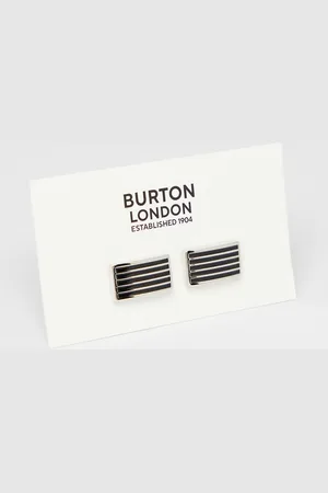 Burton Mens And Black Rectangle Cufflinks