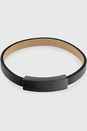 Calvin Klein Logo Plaque Leather Bracelet