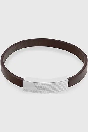 Calvin Klein Logo Plaque Leather Bracelet