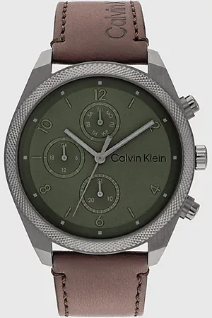 Calvin Klein Multifunction Leather Strap Watch