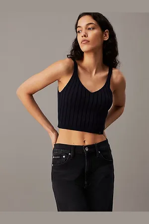 Calvin Klein Plated Cotton Knit Bralette Top