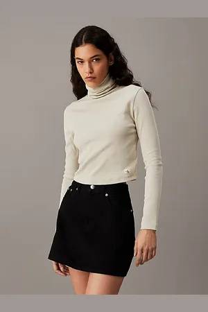 Calvin Klein Slim Ribbed Cotton Roll Neck Top
