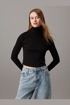 Calvin Klein Slim Ribbed Cotton Roll Neck Top