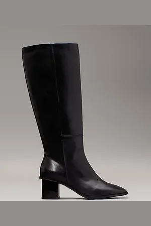 Calvin Klein Leather Square Toe Knee Boots