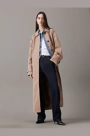 Calvin Klein Cotton Nylon Long Trench Coat