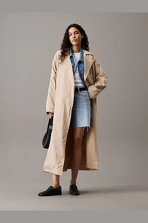 Calvin Klein Soft Nylon Long Trench Coat