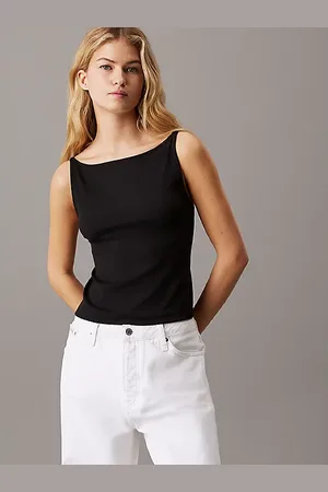 Calvin Klein Logo Tape Open Back Top
