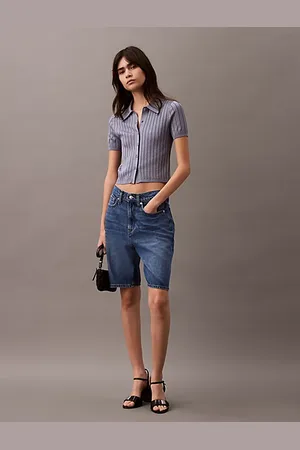 Calvin Klein Smooth Knit Cropped Polo Top