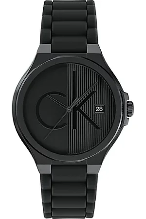 Calvin Klein Plated Steel Silicone Strap Watch