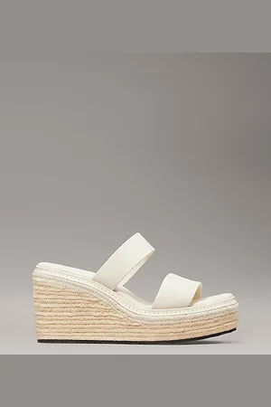 Calvin Klein Leather Espadrille Wedge Sandals