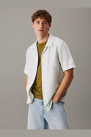 Calvin Klein Linen Cotton Cuban Collar Shirt
