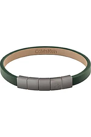 Calvin Klein Leather and Steel Geometric Bracelet