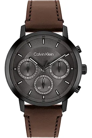 Calvin Klein Leather Strap Multifunction Watch