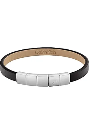 Calvin Klein Leather and Steel Geometric Bracelet