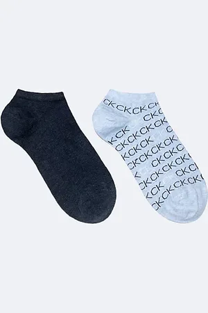 Calvin Klein 2 Pack Soft Combed Cotton Logo Ankle Socks