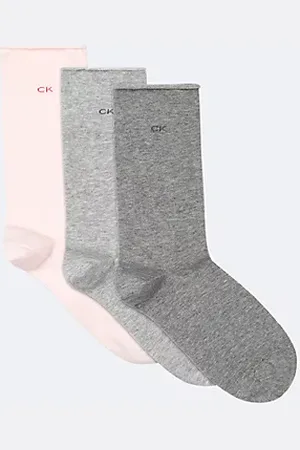 Calvin Klein 3 Pack Soft Combed Cotton Rolltop Crew Socks