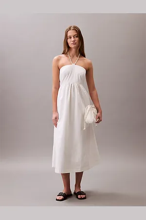 Calvin Klein Cotton Twill Halter Dress