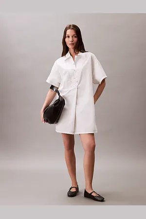 Calvin Klein Cotton Twill Mini Shirt Dress