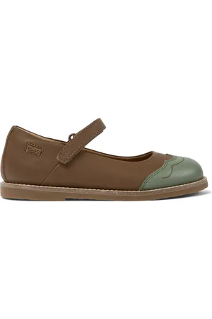 Camper Twins - Ballerinas for Girls - Brown,Green, size 8.5, Smooth leather