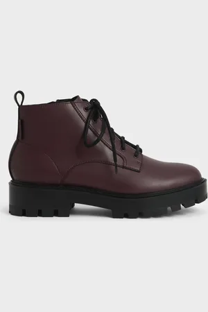 CHARLES & KEITH Commute Lace-Up Chunky Ankle Boots