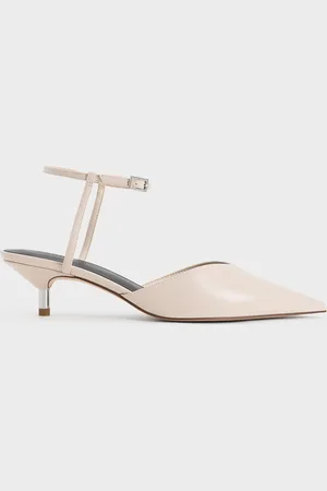 CHARLES & KEITH Crinkle-Effect Kitten-Heel Pointed-Toe Pumps