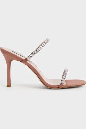 CHARLES & KEITH Ambrosia Textured Gem-Embellished Heeled Mules