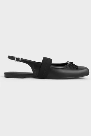 CHARLES & KEITH Lyric Satin Bow Slingback Flats